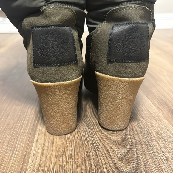 JUICY COUTURE Faux Fur Lined Knee High Platform Wedge boots Full Zip Green SZ 8 - Picture 7 of 13